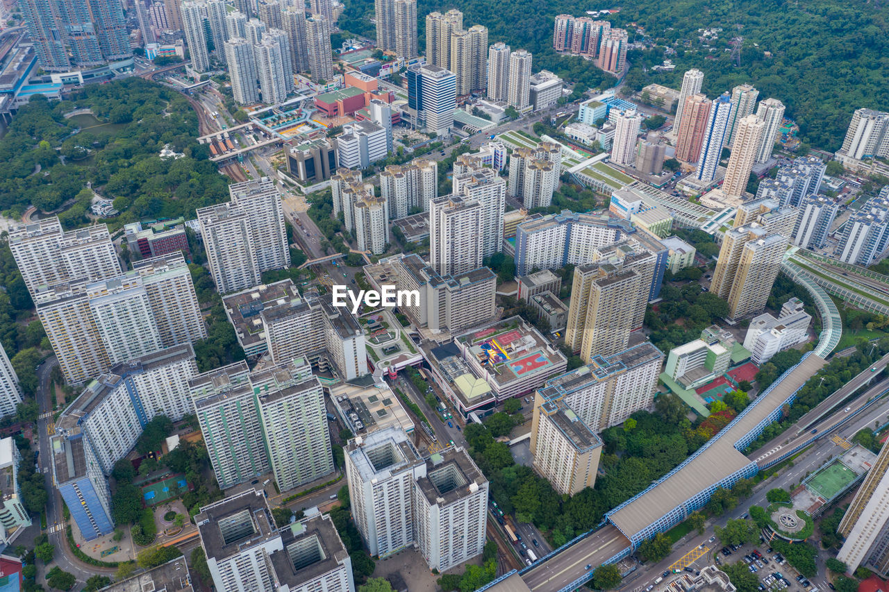 HIGH ANGLE VIEW OF MODERN CITY BUILDINGS