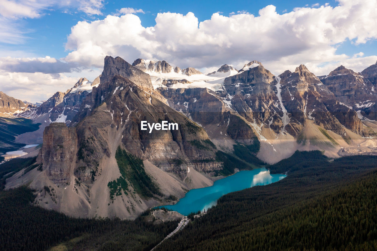 Magical view of louise lake in banff national park, canada, ten peaks valley. inspirational photo