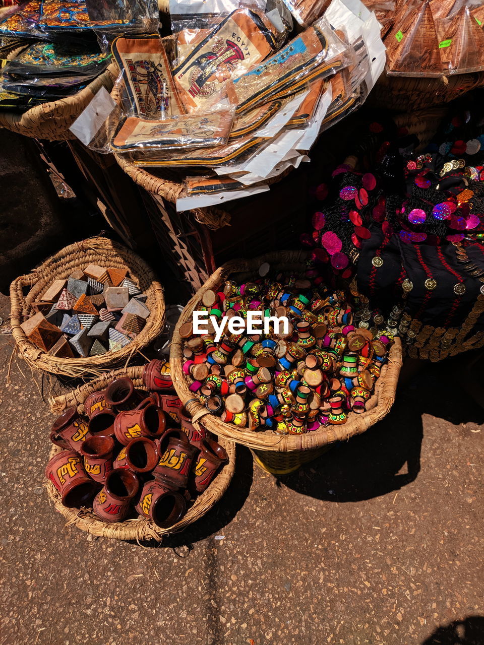 High angle view of multi colored handmaid's for sale