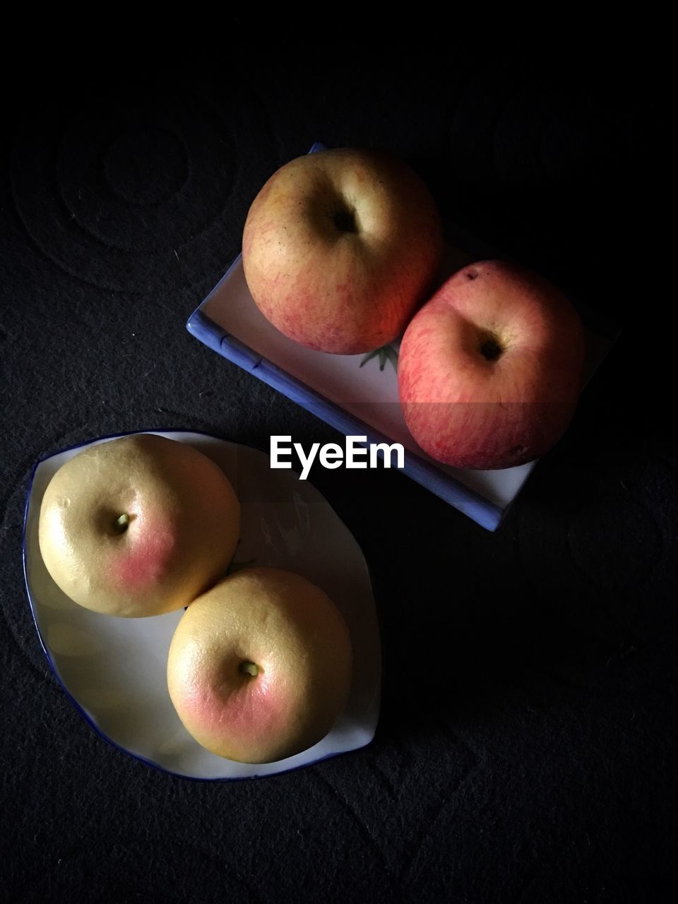 High angle view of apples on table