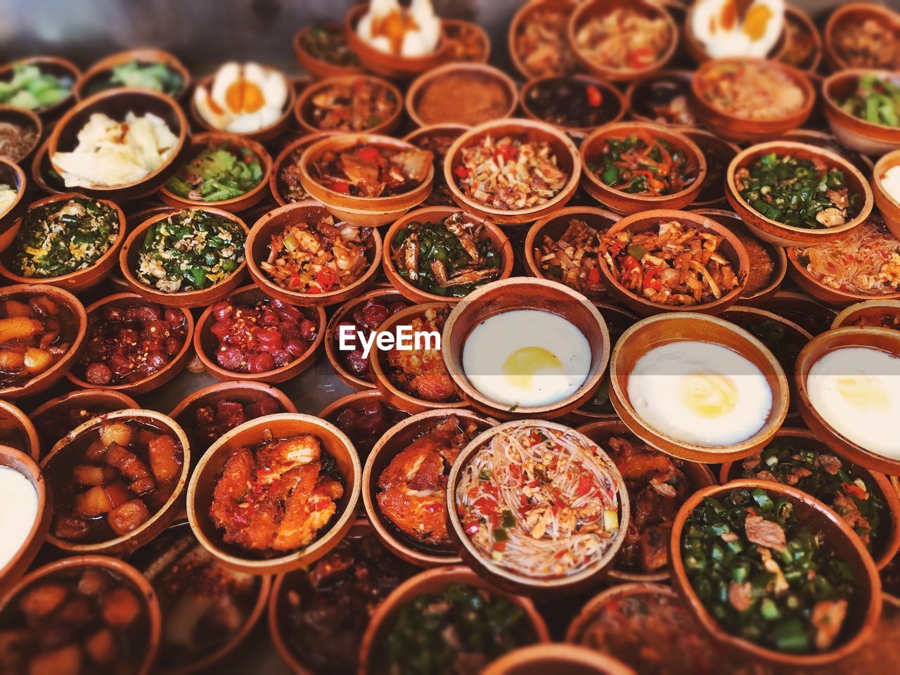 High angle view of various food in bowl