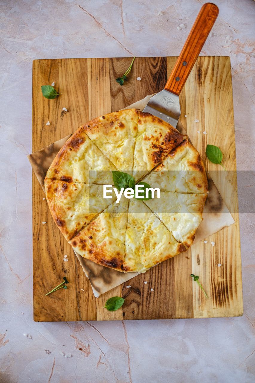 high angle view of food on cutting board