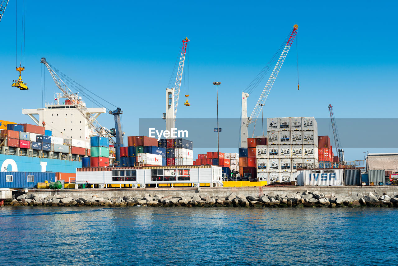 COMMERCIAL DOCK AGAINST BLUE SKY