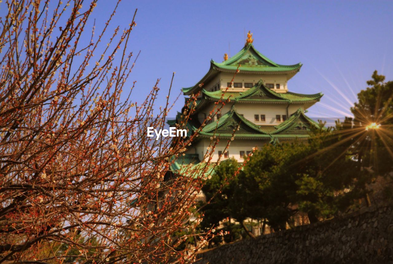 Low angle view of nagoya castle against clear sky