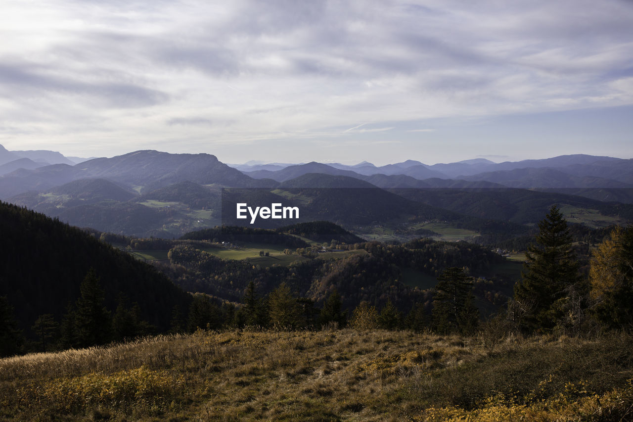 Scenic view of mountains against sky