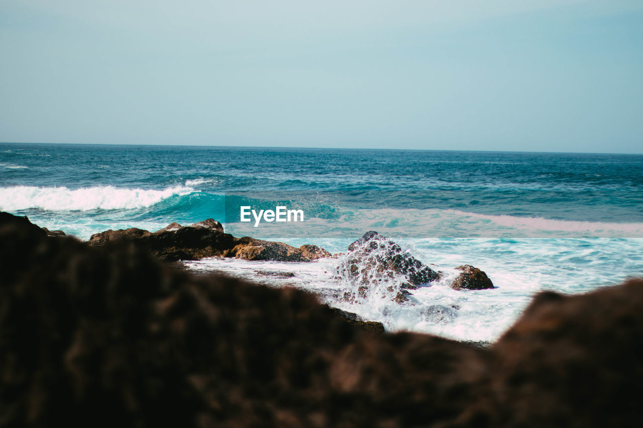 Waves crashing on shore