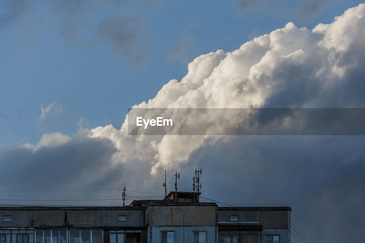 Communication antennas on russian multistorey apartment building