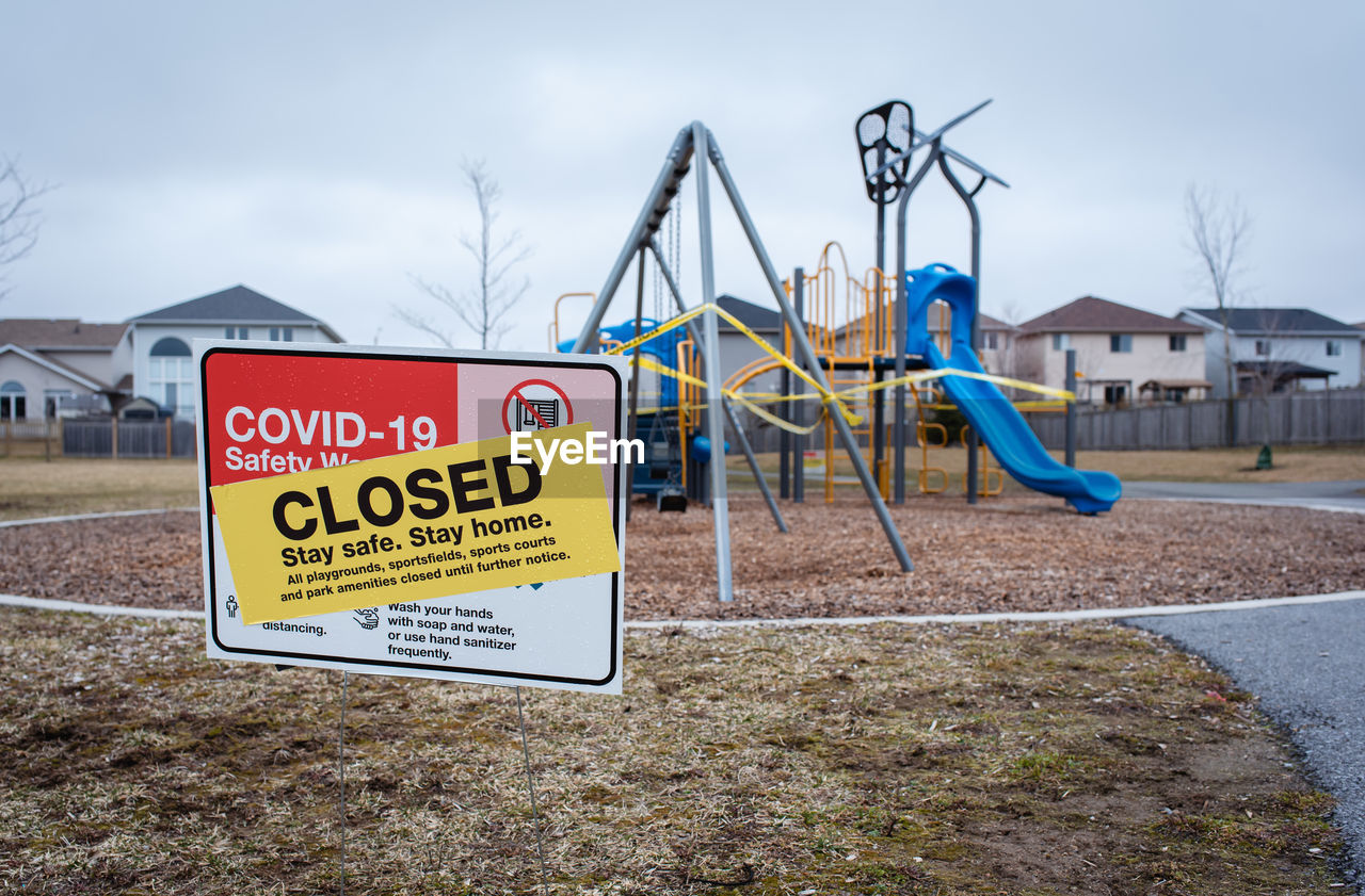 Neighborhood playground closed during covid 19 pandemic.