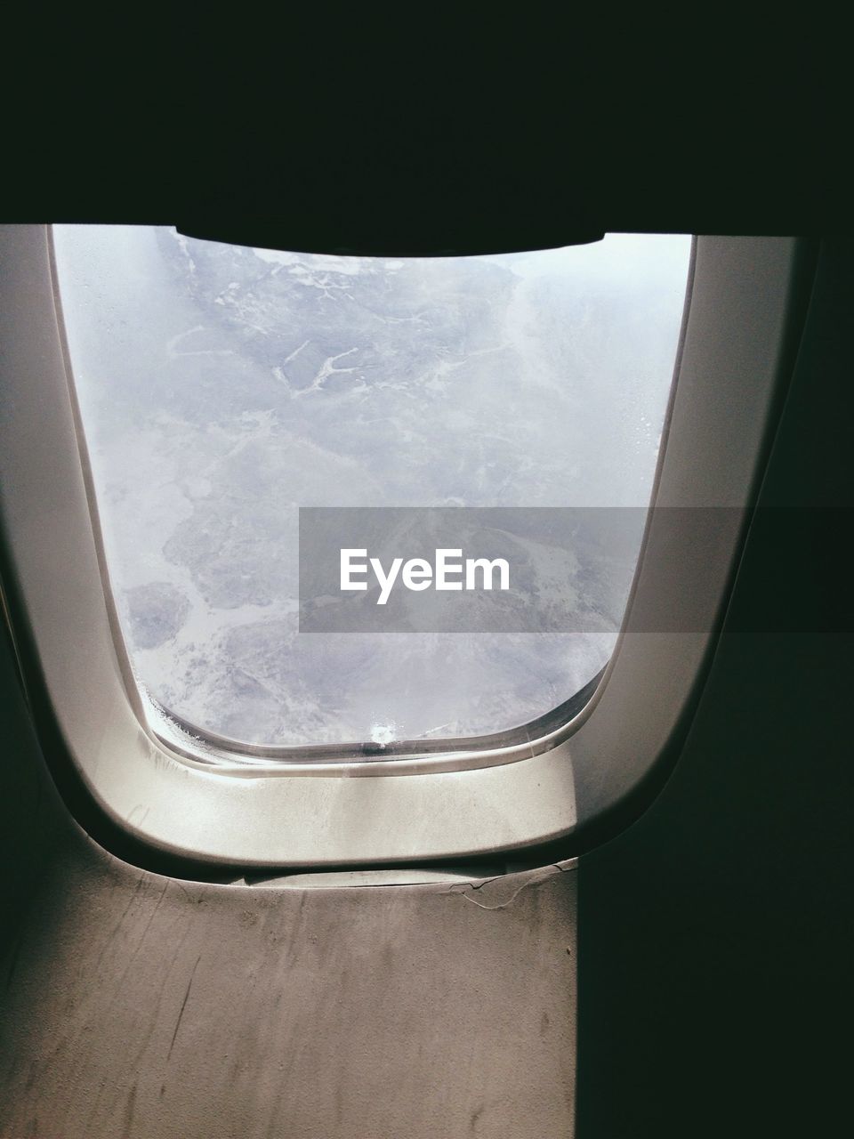 Mountains seen through airplane window