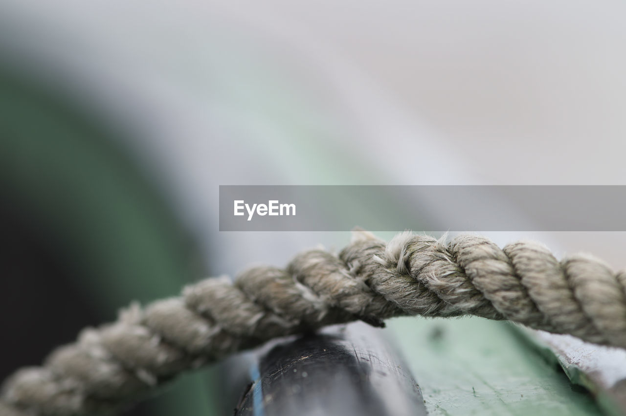 Close-up of rope tied on boat