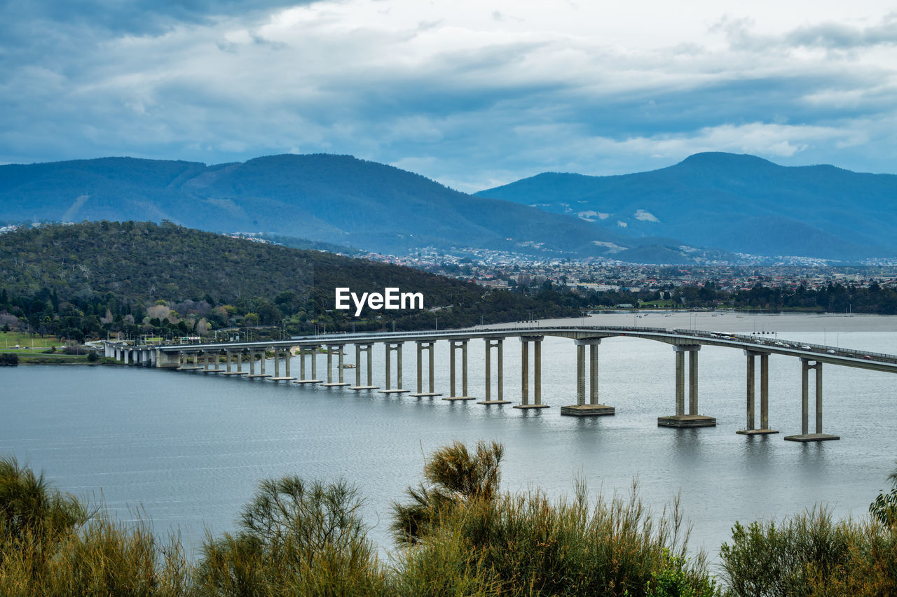 Bridge over river against sky