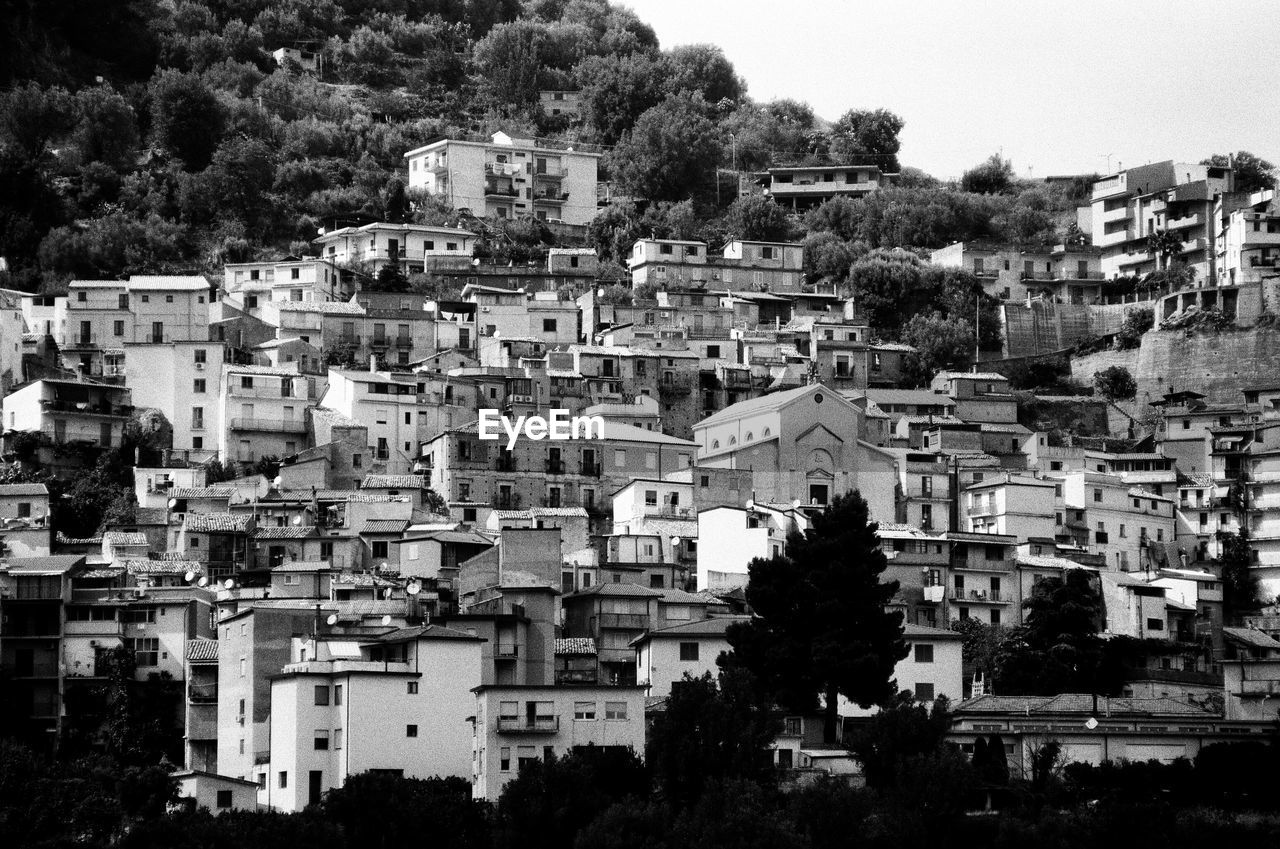High angle view of townscape against sky