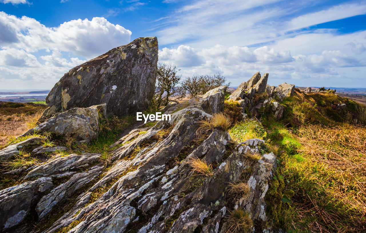 Scenic view of rock formations against sky