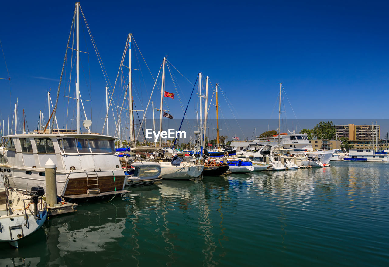 boats moored in harbor