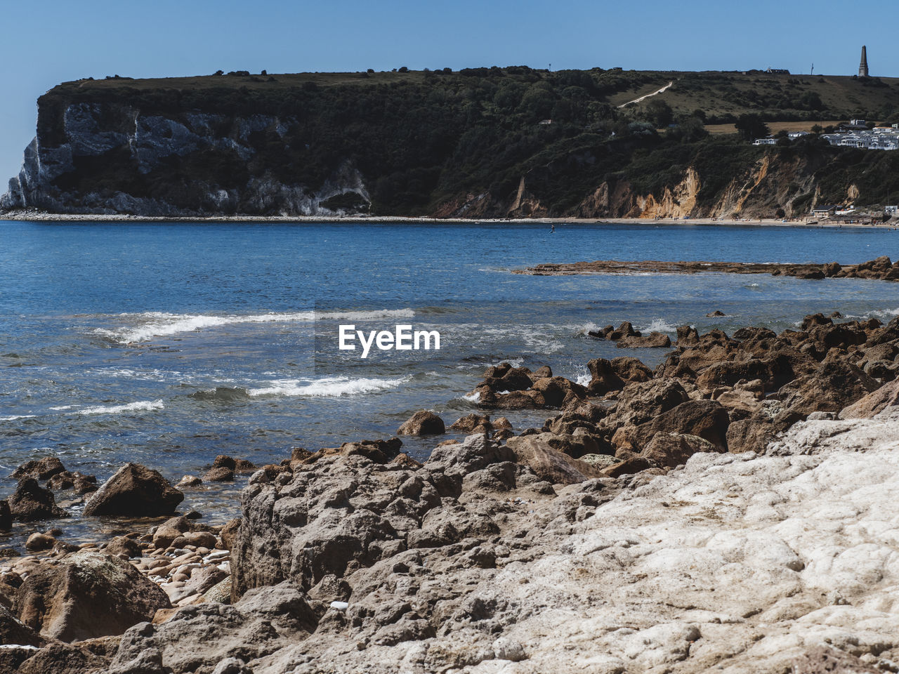 Scenic view of sea against clear sky