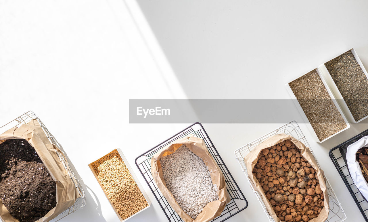 high angle view of food on white background