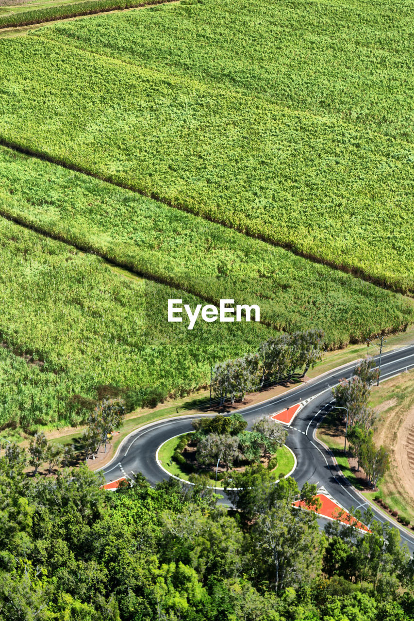 High angle view of road amidst landscape