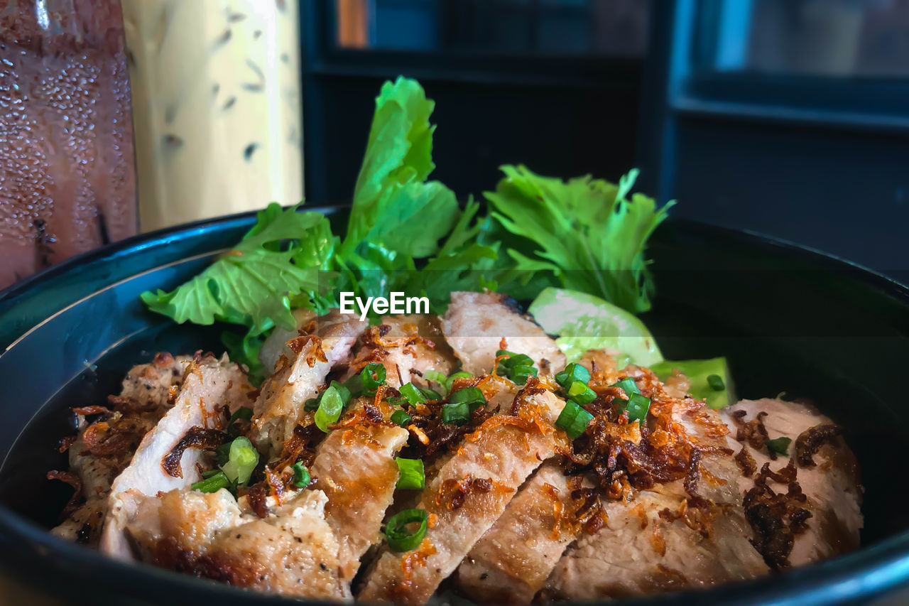 Grilled pork rice in bowl japanese food.