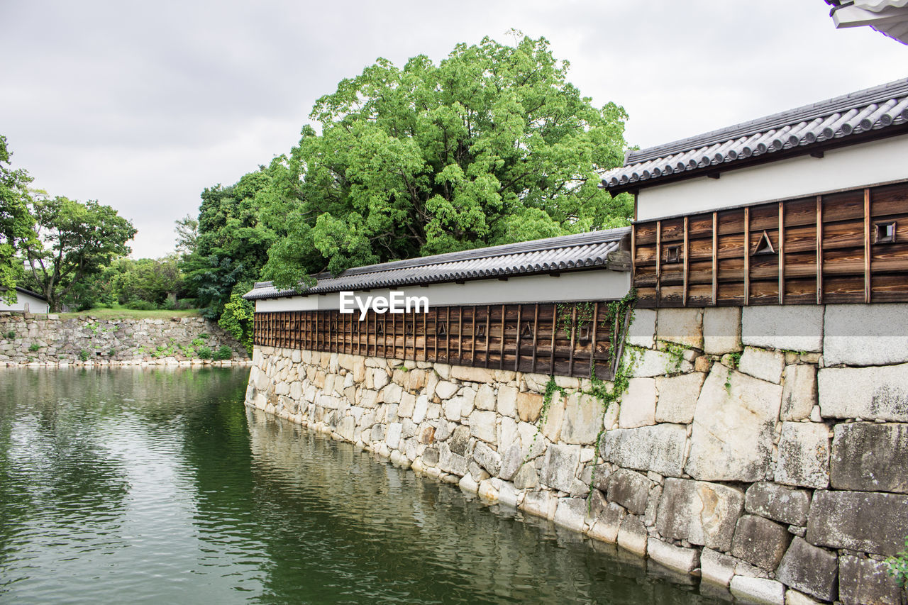 BUILT STRUCTURE BY RIVER AGAINST SKY