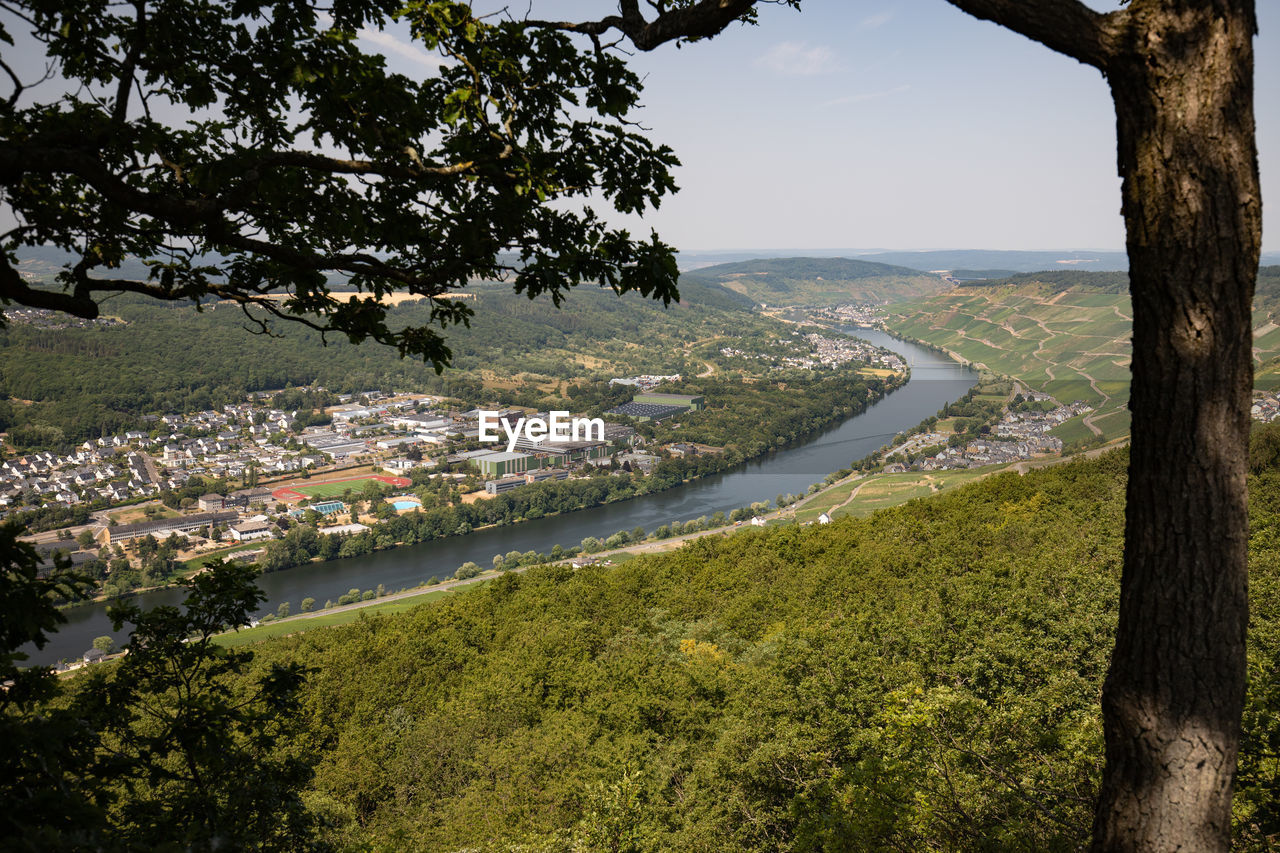 Panoramic view at the moselle valley from the viewpoint maria zill nearby bernkastel-kues