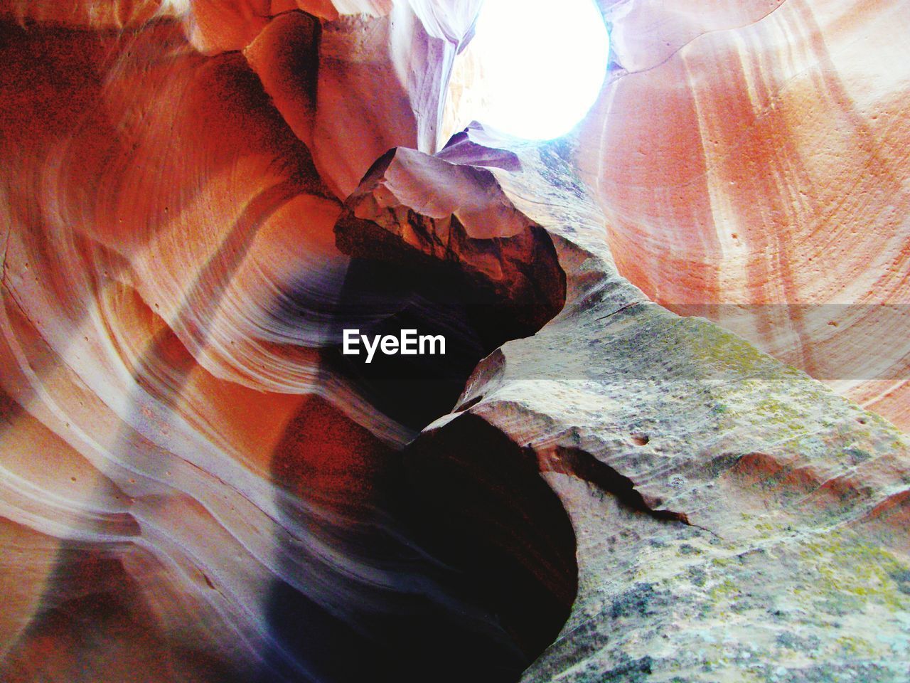 Rock formations at antelope canyon on sunny day