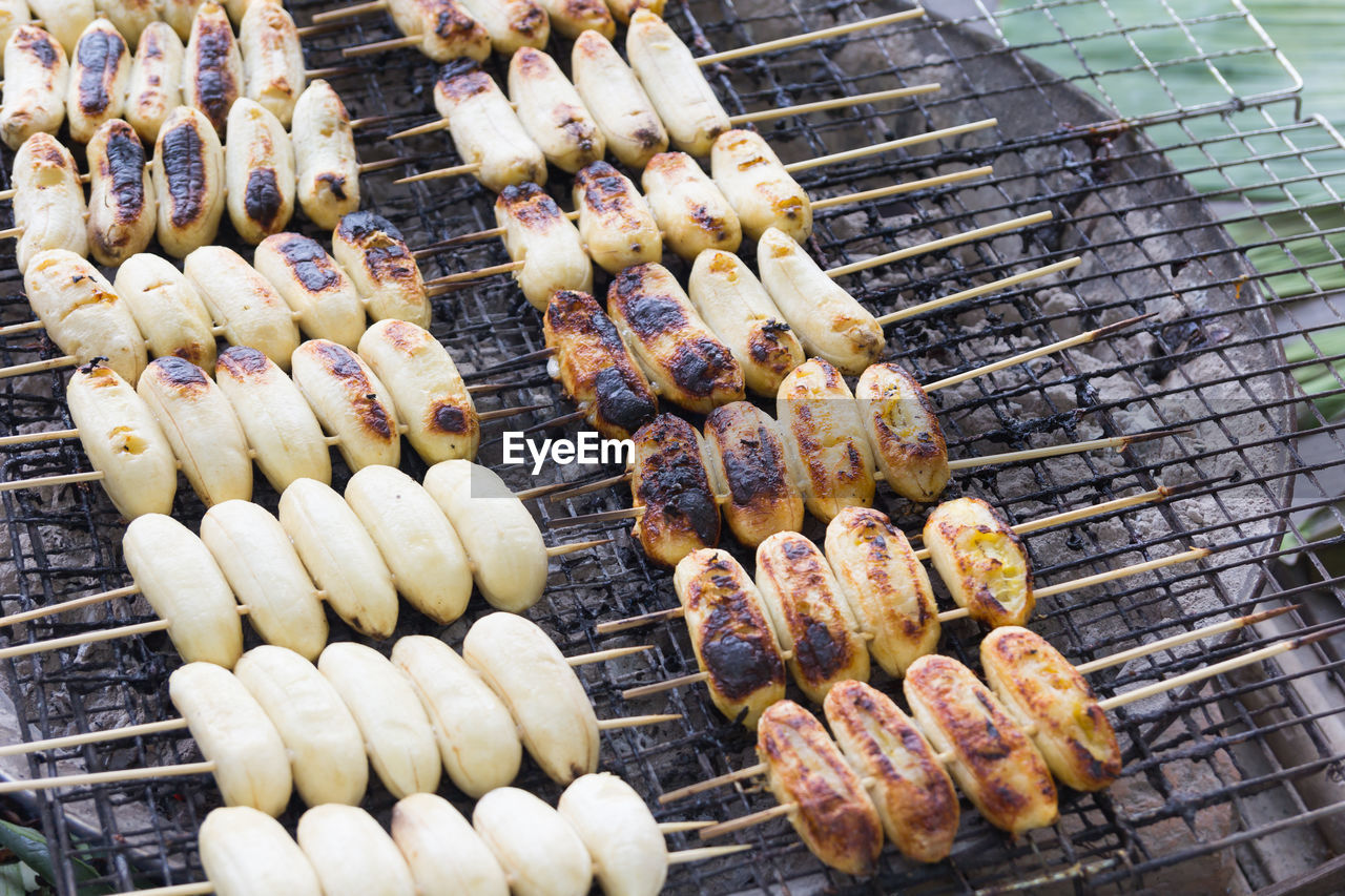 high angle view of food for sale at market stall