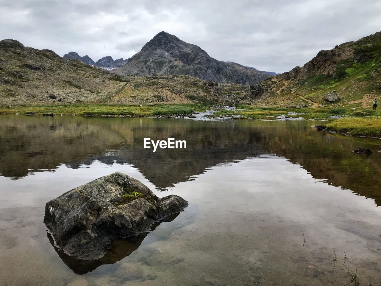 Reflection of mountain in lake against sky