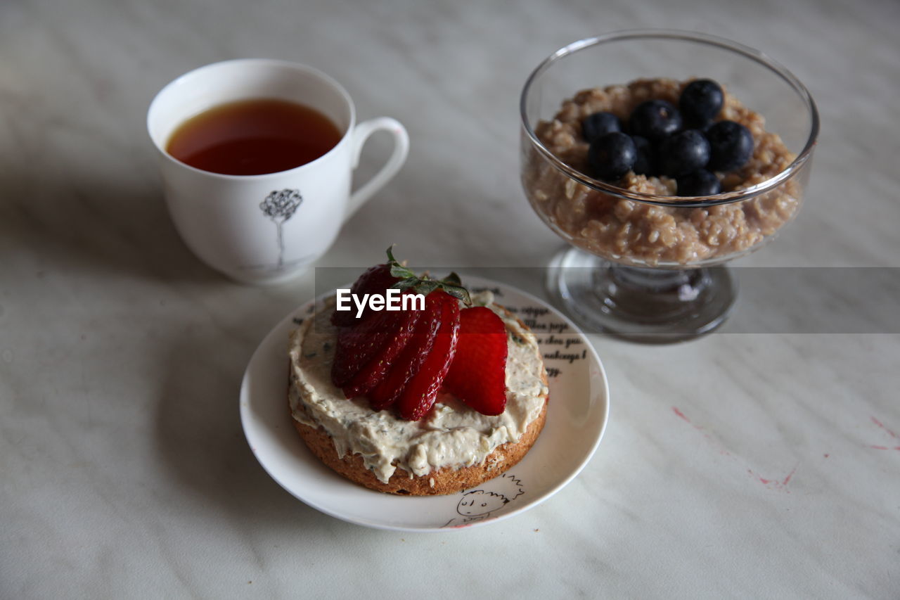 HIGH ANGLE VIEW OF BREAKFAST SERVED IN PLATE