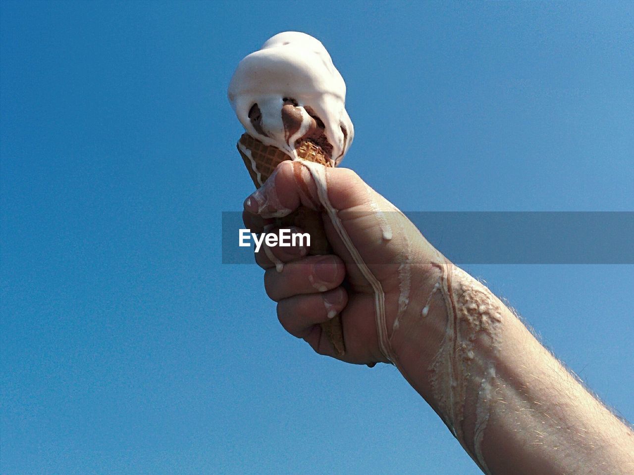 Hand holding ice cream cone