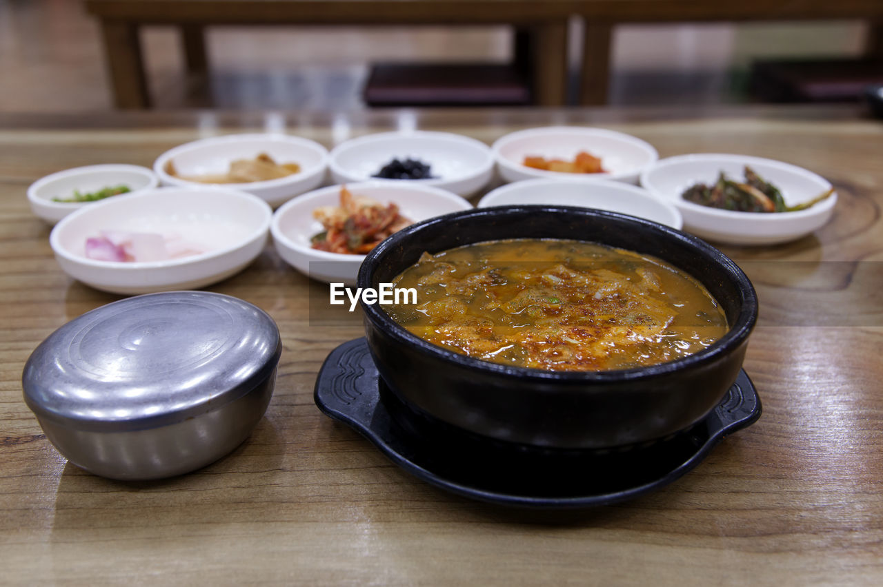 Close-up of food on table