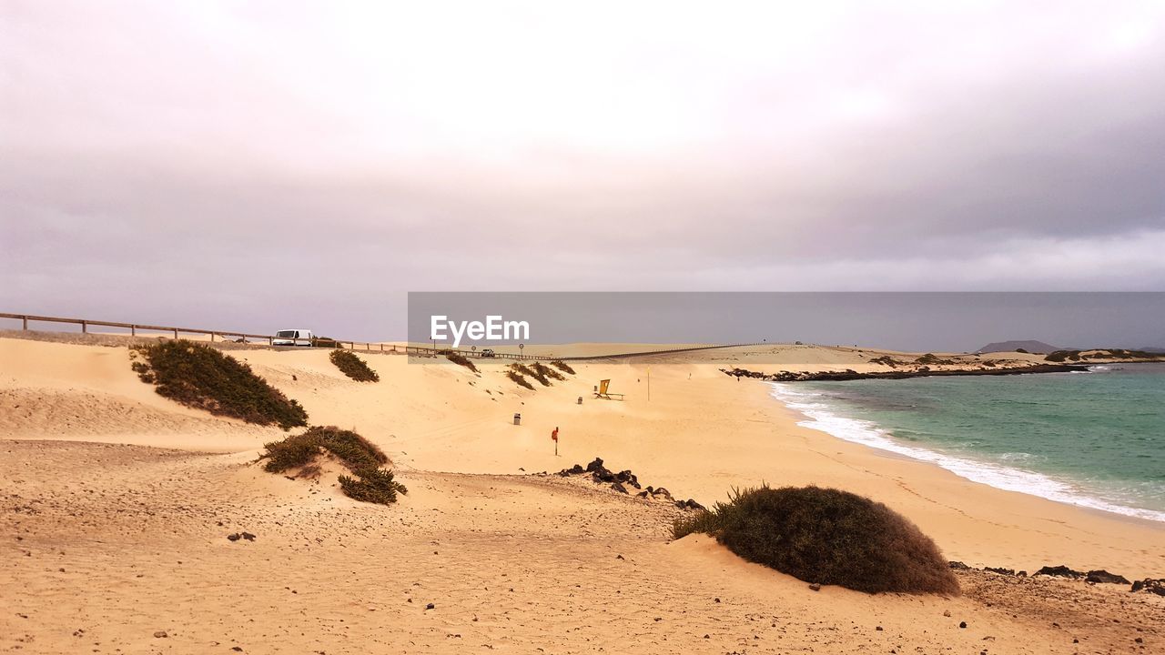 Scenic view of beach against sky