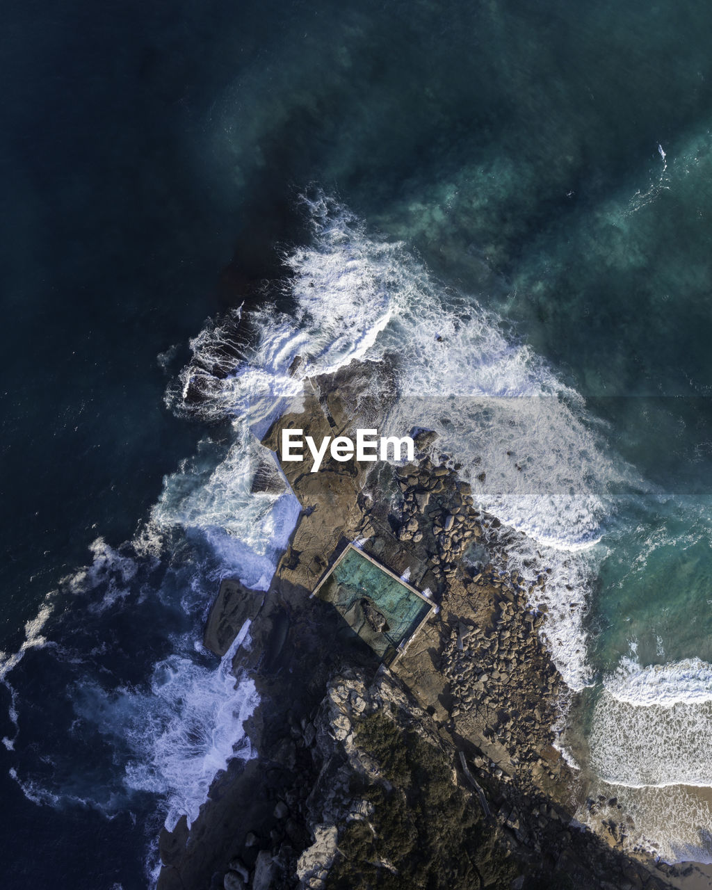 High angle view of scenic rockpool 