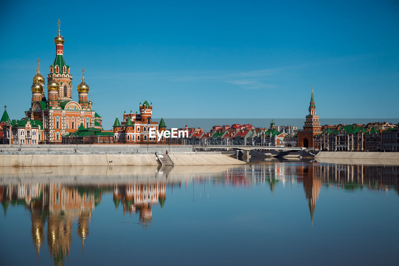 Reflection of buildings in water