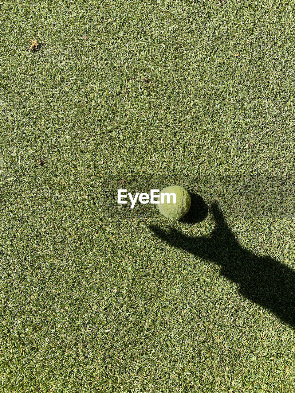 High angle view of sunlight falling on field with shadow