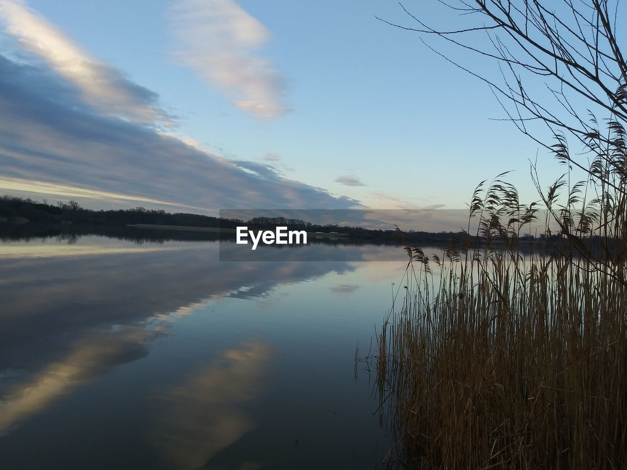 Scenic view of lake against sky