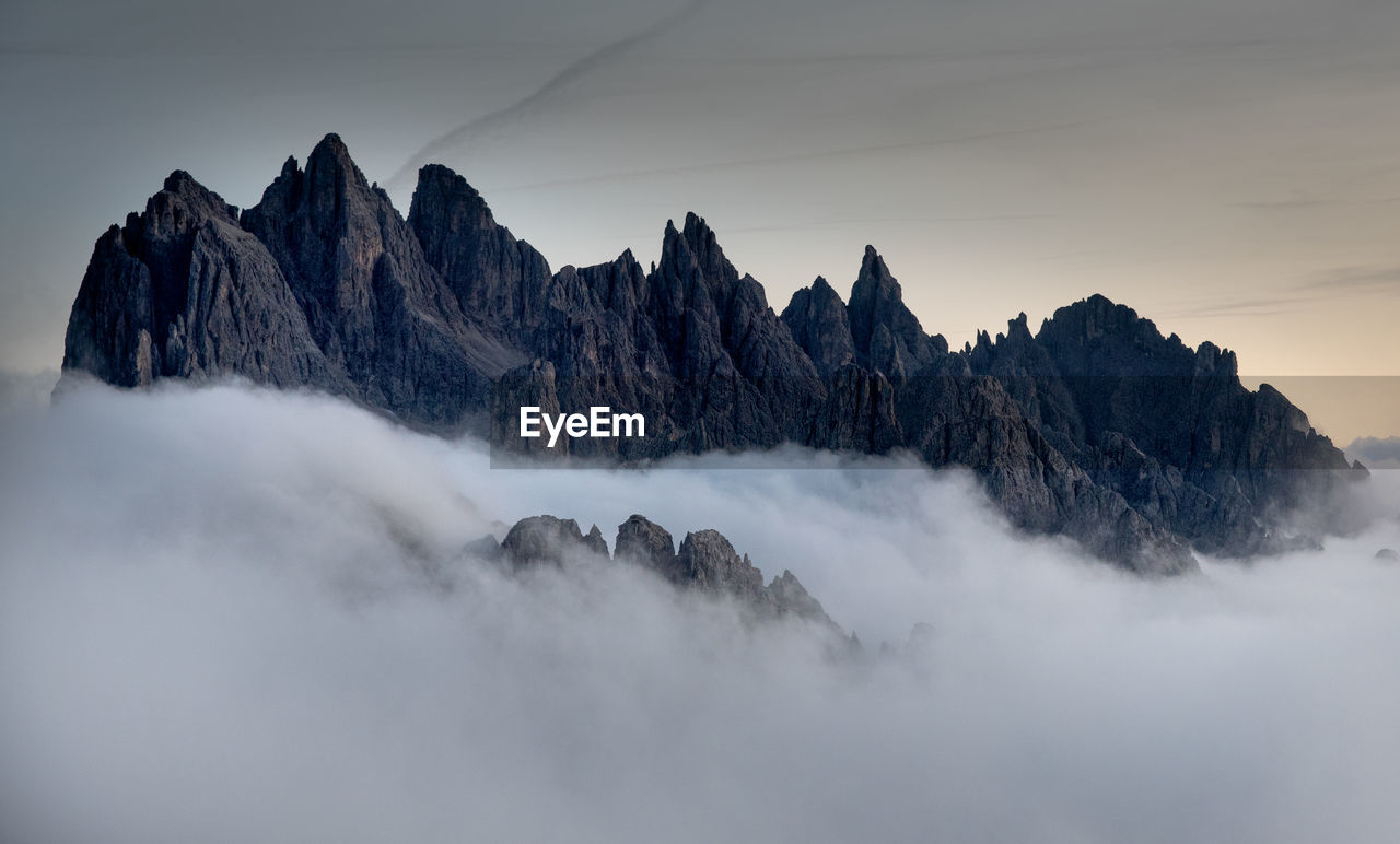 Panoramic view of mountain range against sky