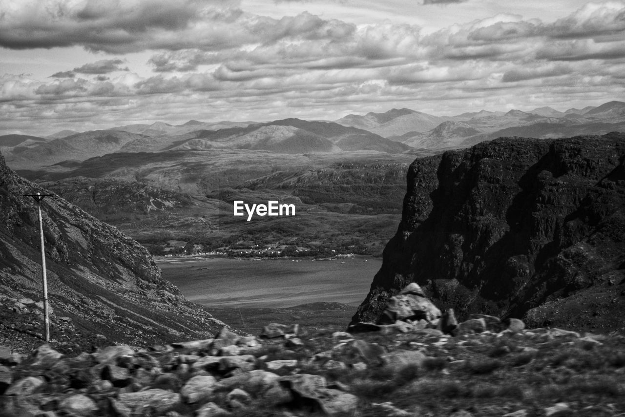 Scenic view of rocky mountains against sky