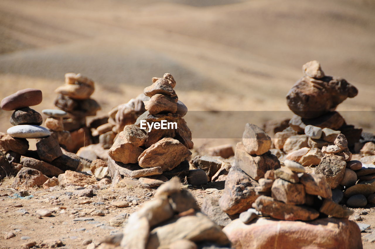 Stack of stones on landscape