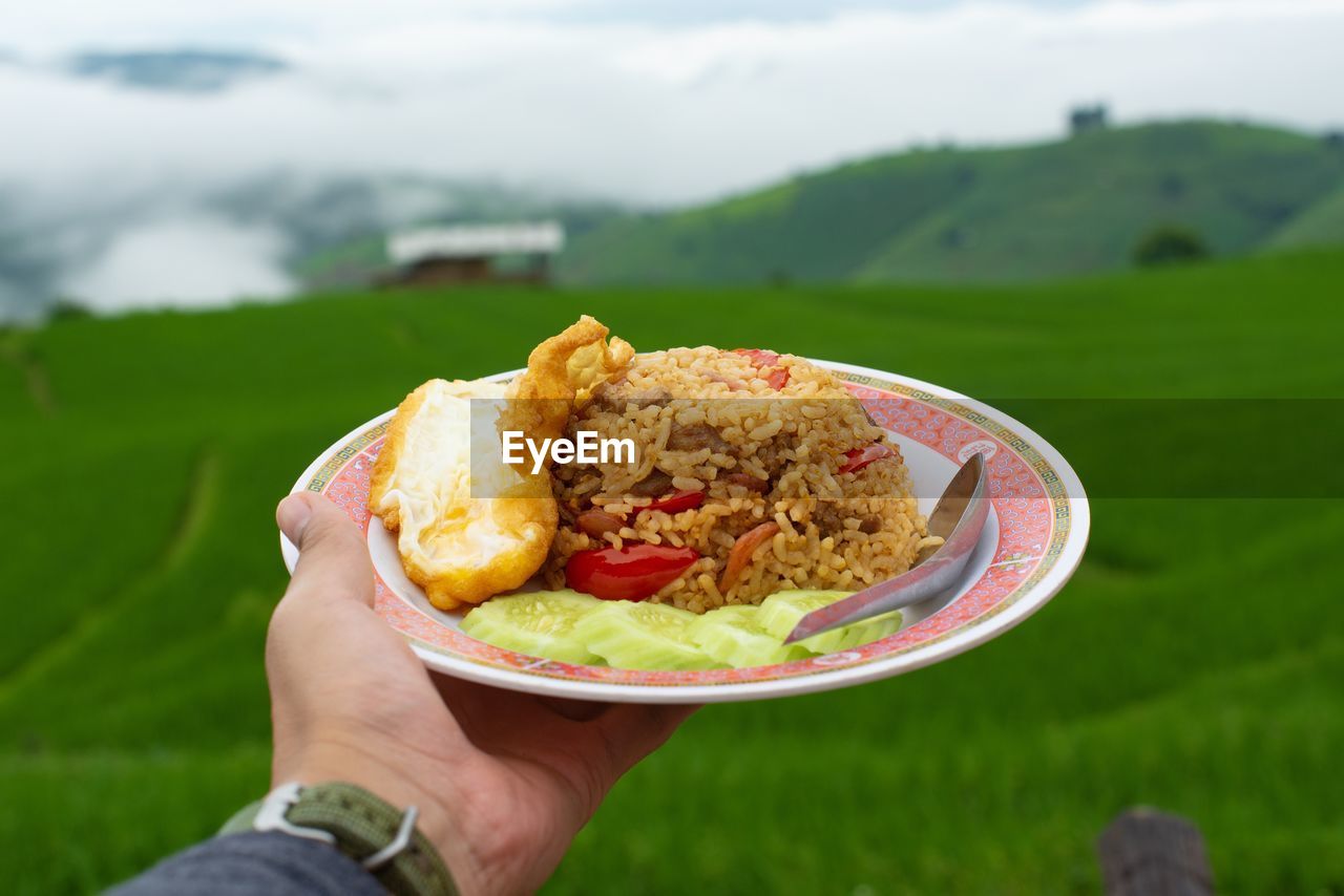 Close-up of hand holding food