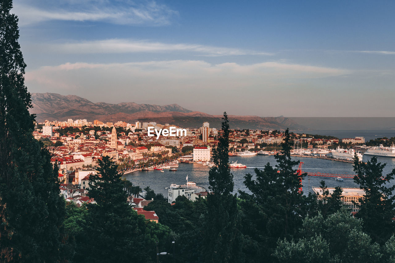 High angle view of city against sky in split