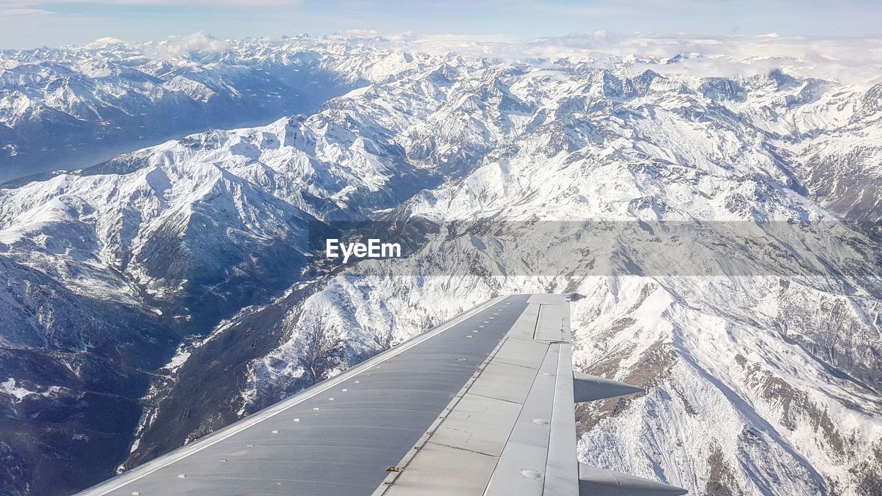 Aerial view of snow covered landscape