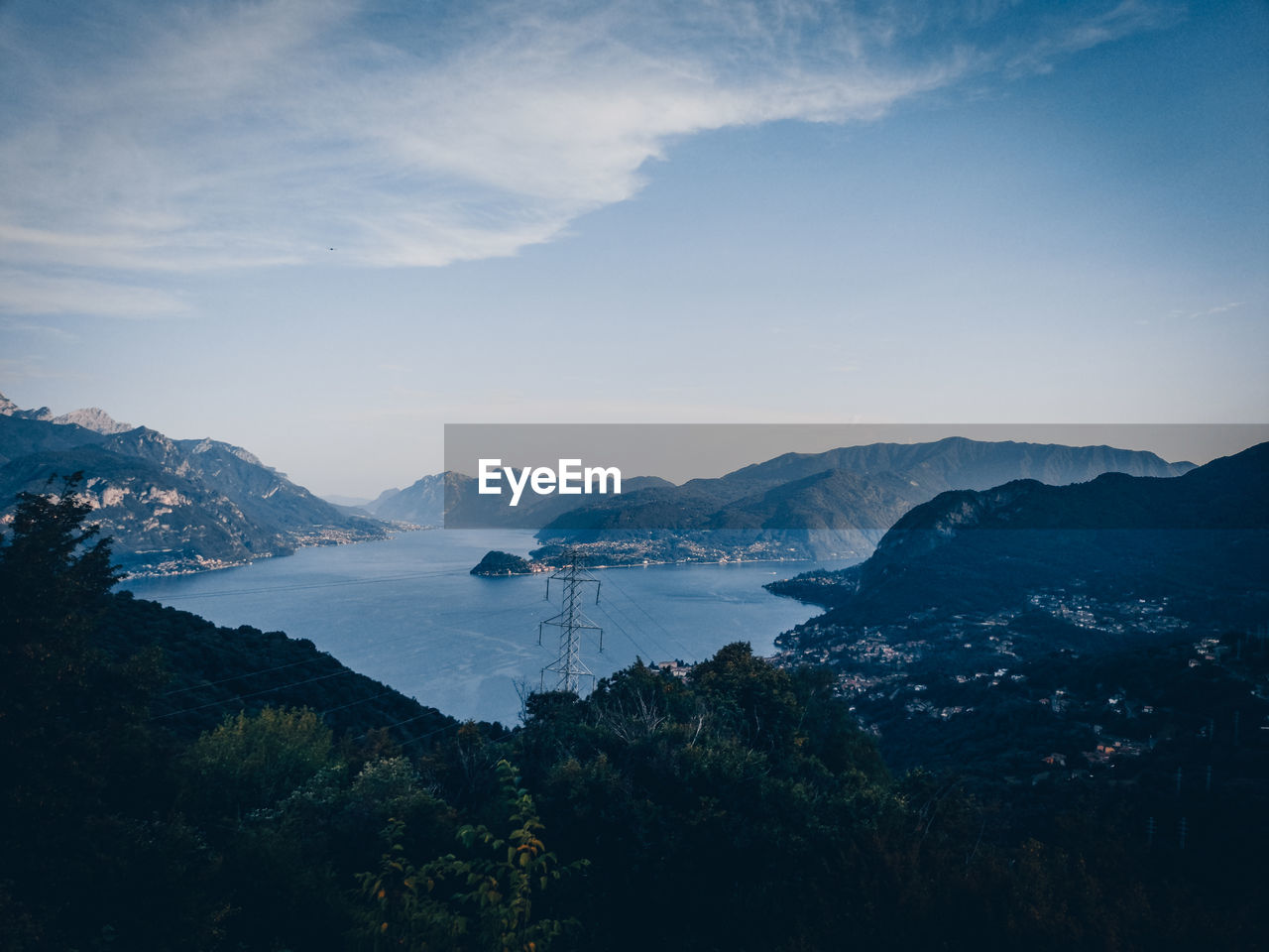 High angle view of mountains against sky