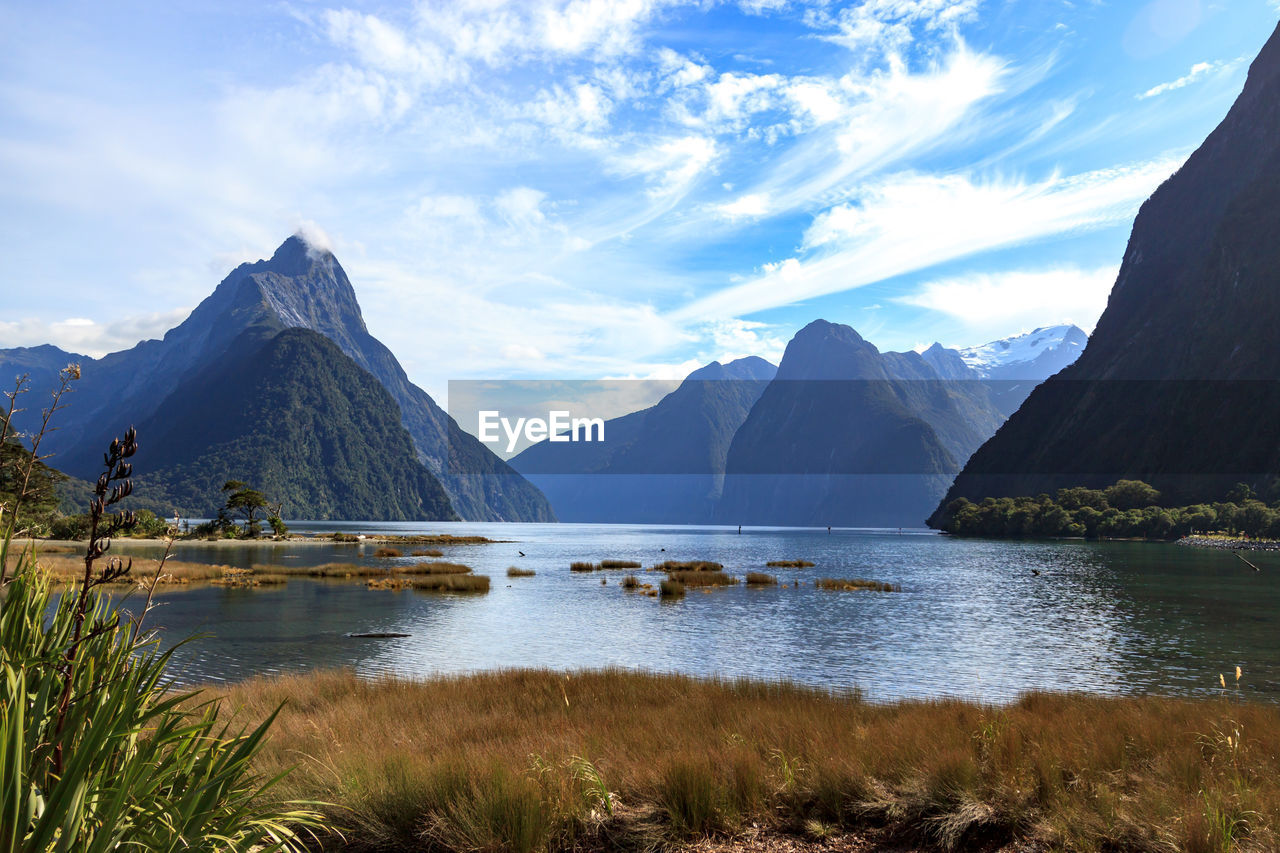 LAKE BY MOUNTAINS AGAINST SKY