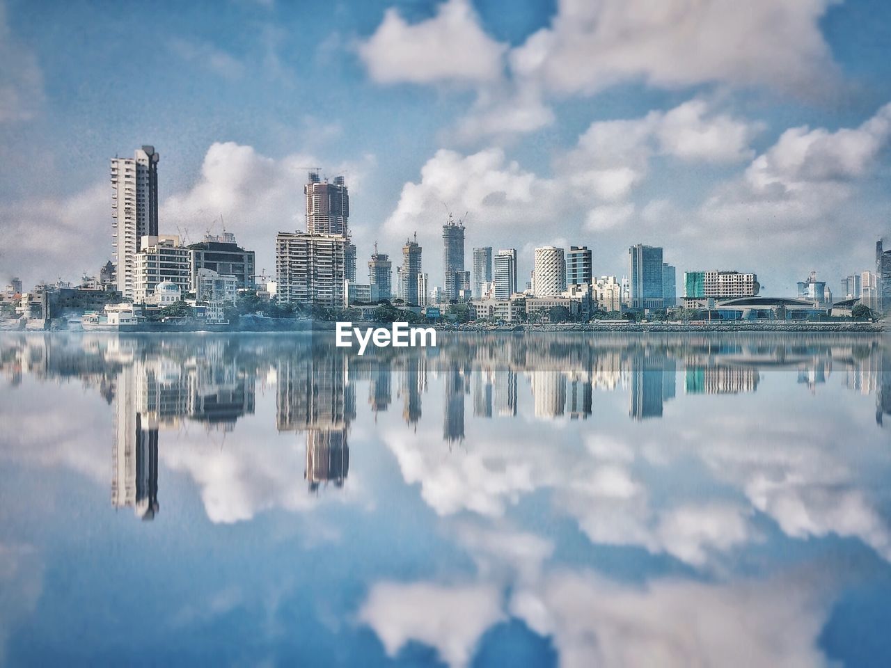 Reflection of buildings in water