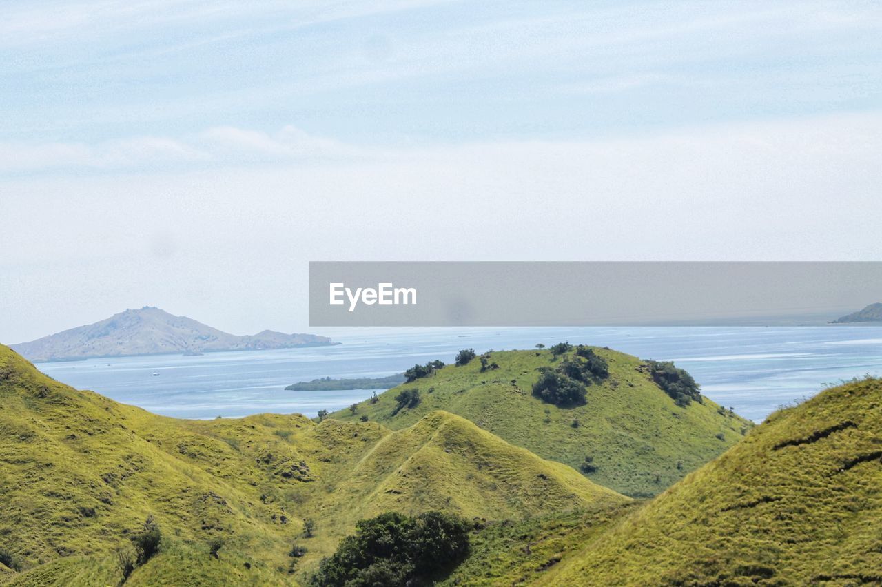 Mountain view with sea background on the western part of flores island, indonesia.