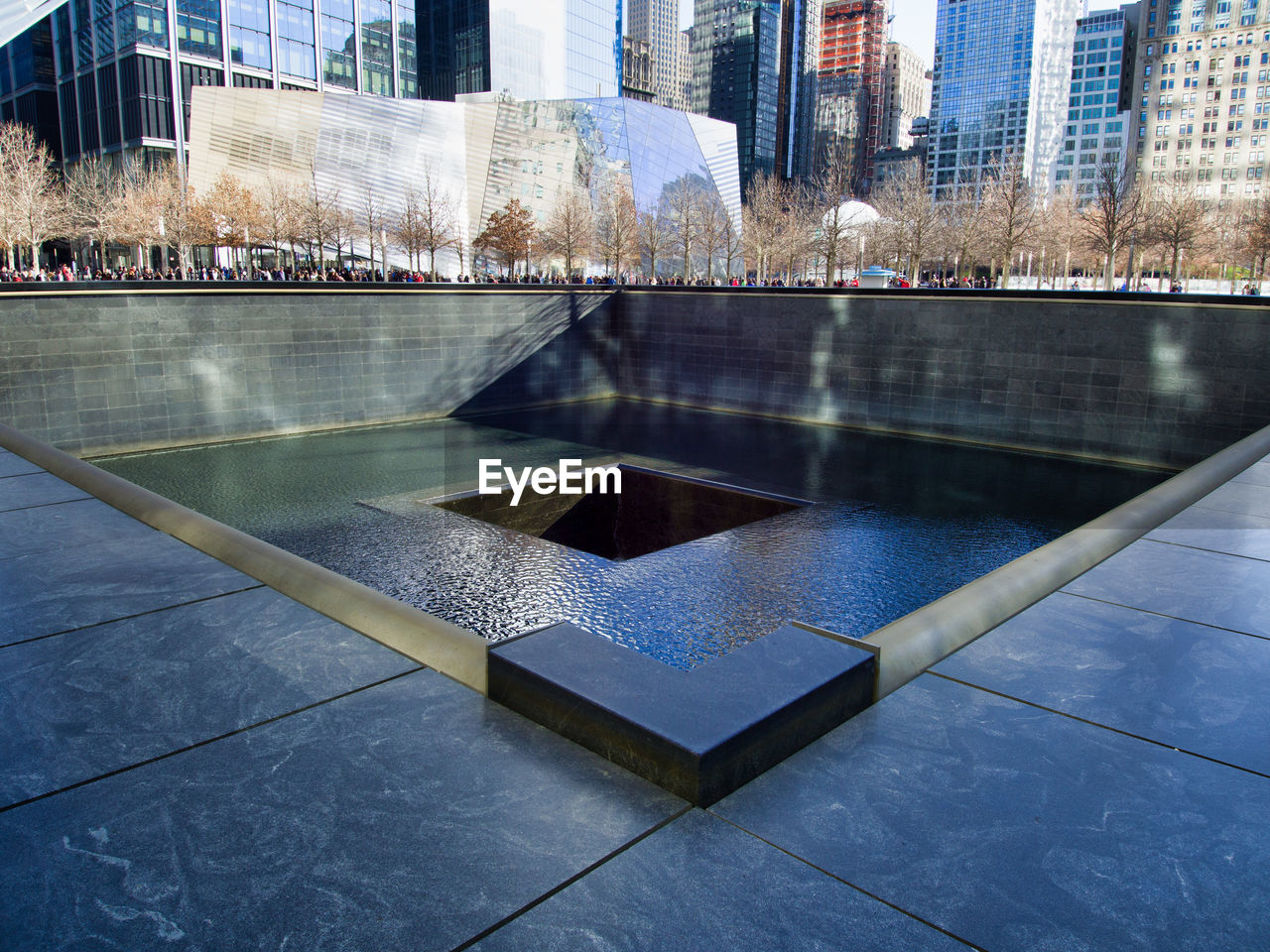 Corner view of the 9/11 memorial