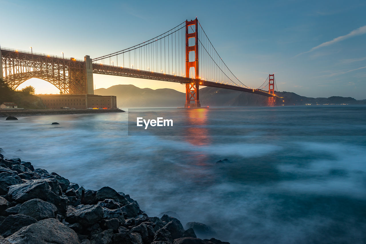 VIEW OF SUSPENSION BRIDGE IN SEA