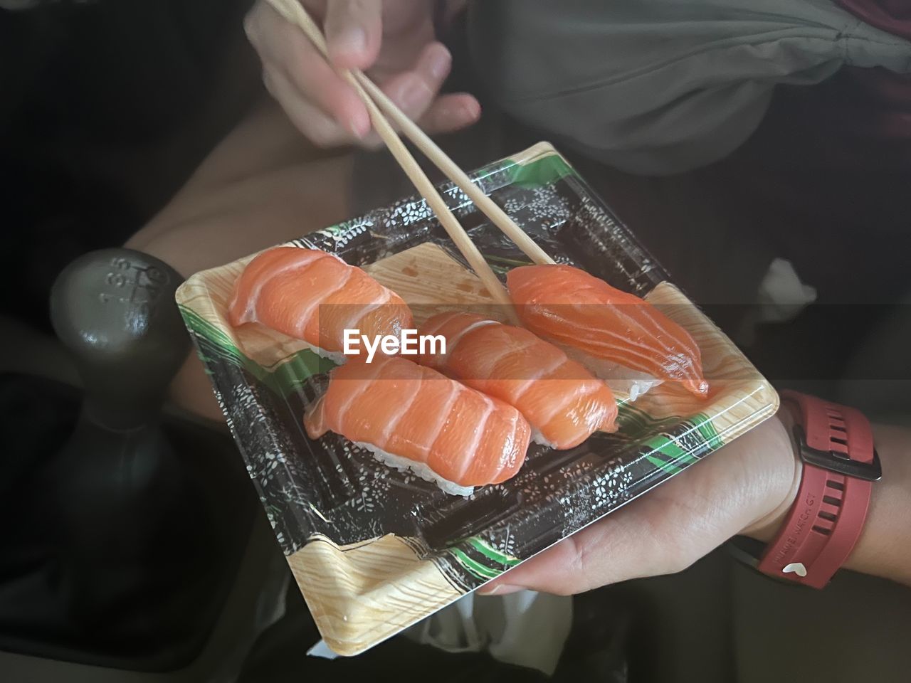food, food and drink, hand, freshness, seafood, healthy eating, holding, one person, wellbeing, indoors, asian food, japanese food, adult, raw food, occupation, cuisine, fish, sushi, culture, salmon, close-up, lifestyles