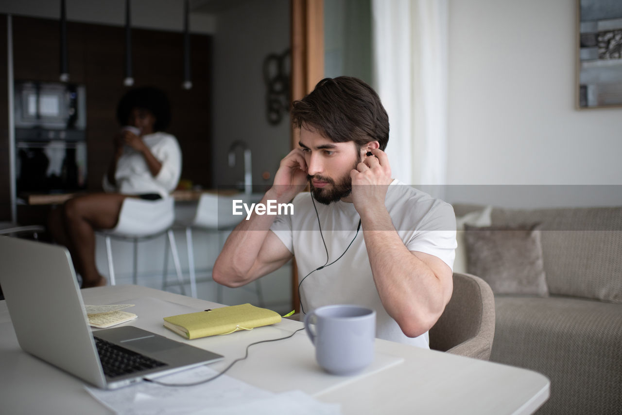 Man preparing to do remote job