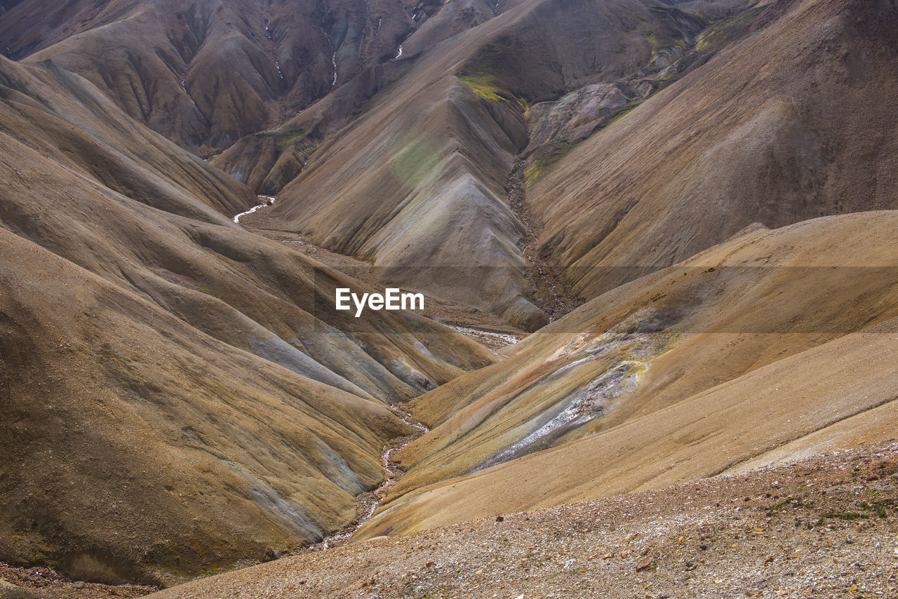 View of river between mountains in highlands iceland